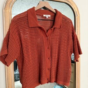 Madewell Rust Orange Knit Button-Up Cardigan